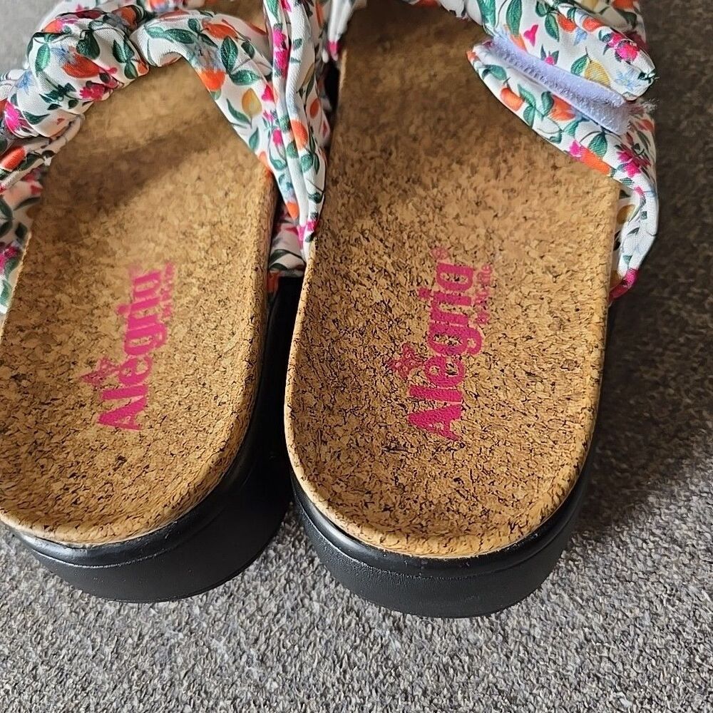 Alegria Dream Fit Slide Sandals Sage Orchard EUC No Box Adjustable Floral EU 40 - Picture 4 of 9